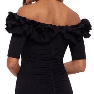 Xscape Elegant Black Midi Dress NWT Size 18W Off-Shoulder